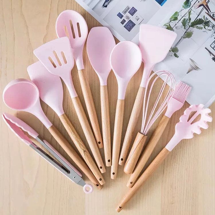 12 Pcs Silicone Utensils With Holder, Heat Resistant Kitchen Cookware 12 Pcs Silicone Utensils With Holder, Heat Resistant Kitchen Cookware